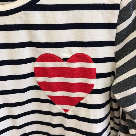 J‎ Crew long sleeve shirt with a heart ❤️ Nautical navy, grey, cream size M - Picture 4 of 6